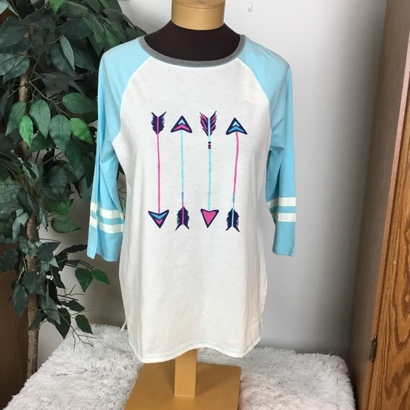 Relativity Small aqua arrow intimates sleep top - Picture 1 of 10